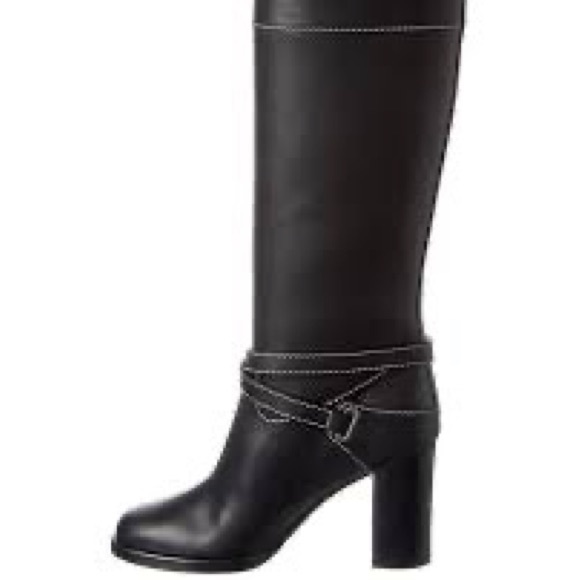 MICHAEL KORS COLLECTION ITALY DERRY LEATHER TALL BUCKLE BOOTS BLACK NIB SZ 8 - Picture 3 of 8